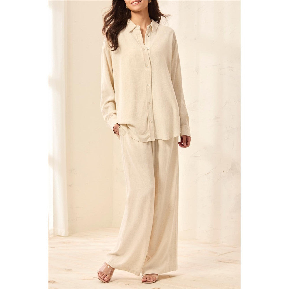 Chemise à manches longues boutonnée - Taille : SMALL - Couleur : Naturel