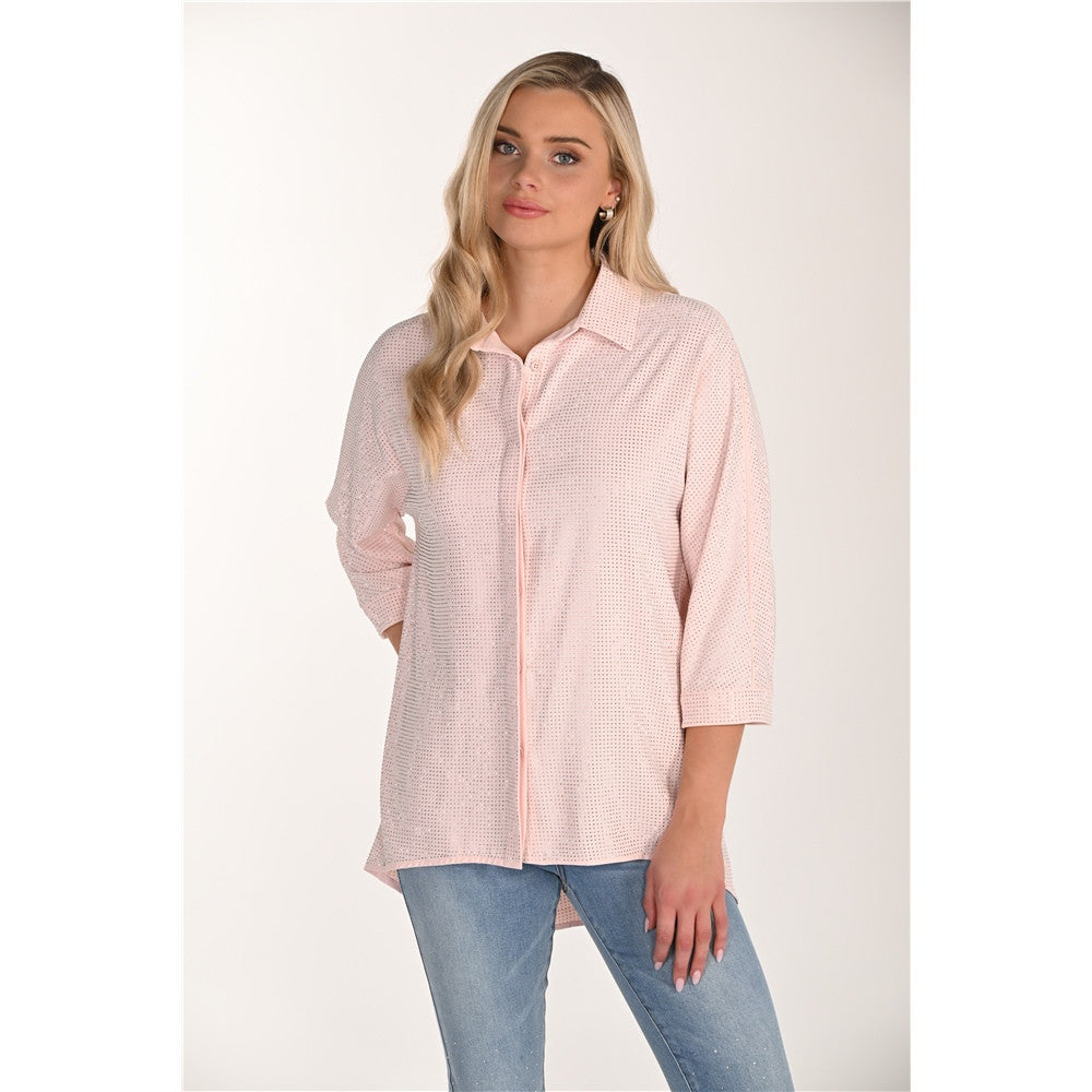 Chemise décorée de strass scintillants - Taille : XSMALL - Couleur : Blush