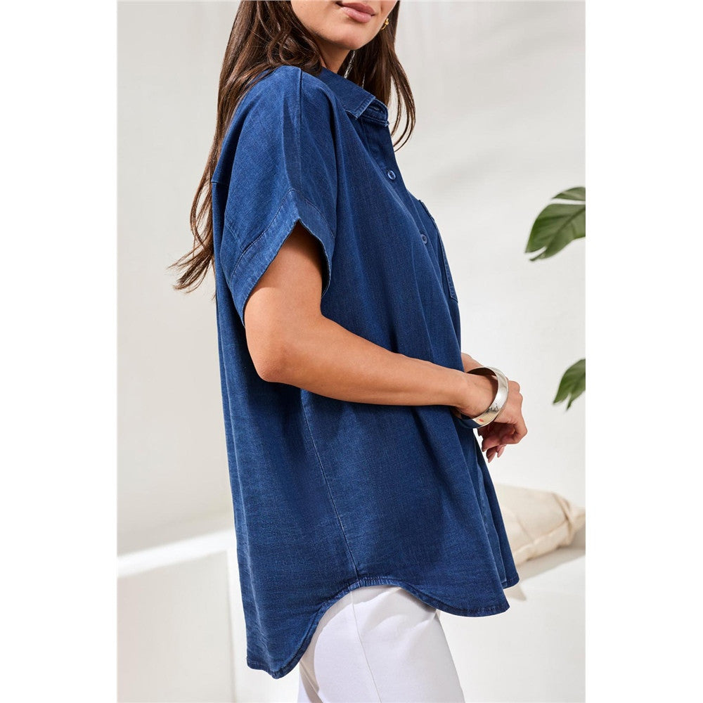 Chemise manches courtes en denim