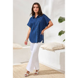 Chemise manches courtes en denim - Taille : XSMALL - Couleur : Bleu Denim