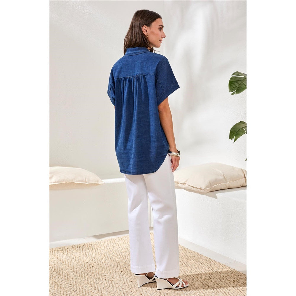 Chemise manches courtes en denim