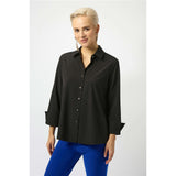 Chemisier carré boutonné en popeline extensible - Taille : SMALL - Couleur : Noir