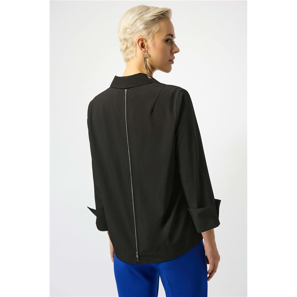 Chemisier carré boutonné en popeline extensible
