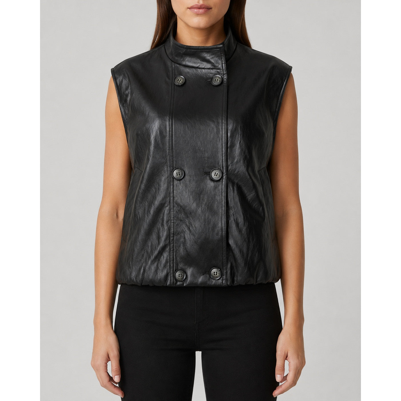 Cléo | Veste en cuir vegan - Taille : 8 - Couleur : Gris foncé