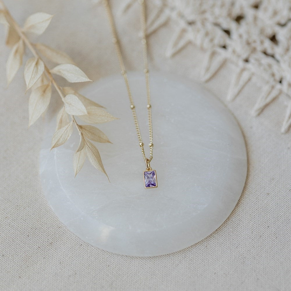 Collier GLIM pierre mauve - Couleur : Or