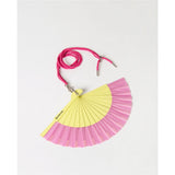 Eventail avec cordon - Couleur : Jaune/Rose