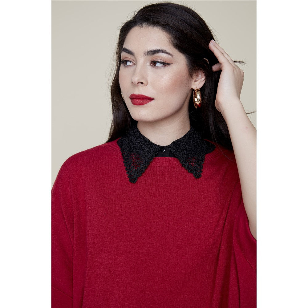 Faux col avec dentelle - Taille : XS/S - Couleur : Noir