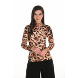 Haut à motif léopard - Taille : 6 - Couleur : Cognac/Noir