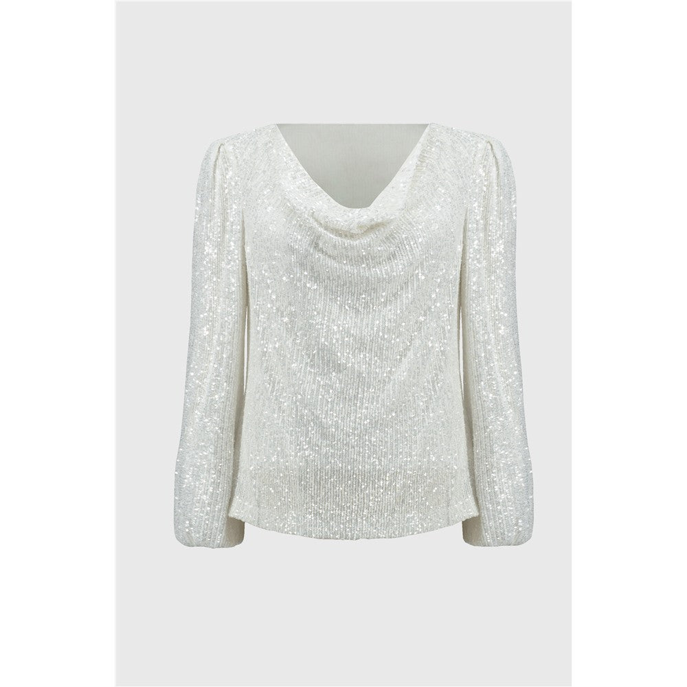 Haut à paillettes & encolure tombante