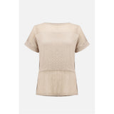 Haut boxy en tissu gaufré et filet avec encolure bateau