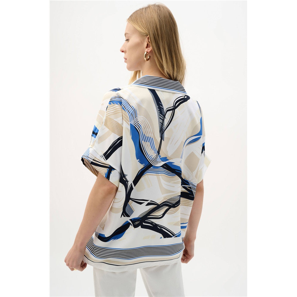 Haut boxy en tissu recyclé à imprimé abstrait