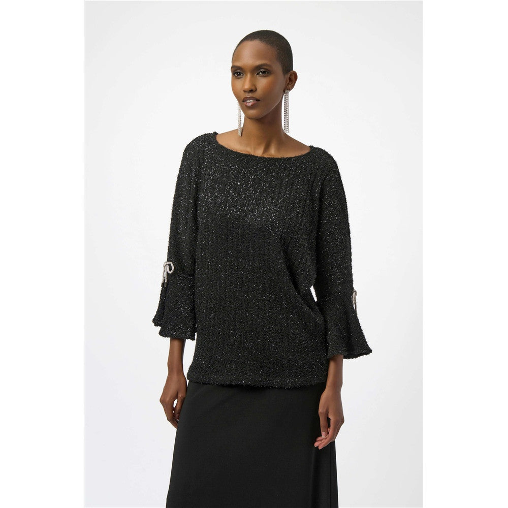 Haut boxy en tricot métallisé duveteux - Taille : 12 - Couleur : Noir