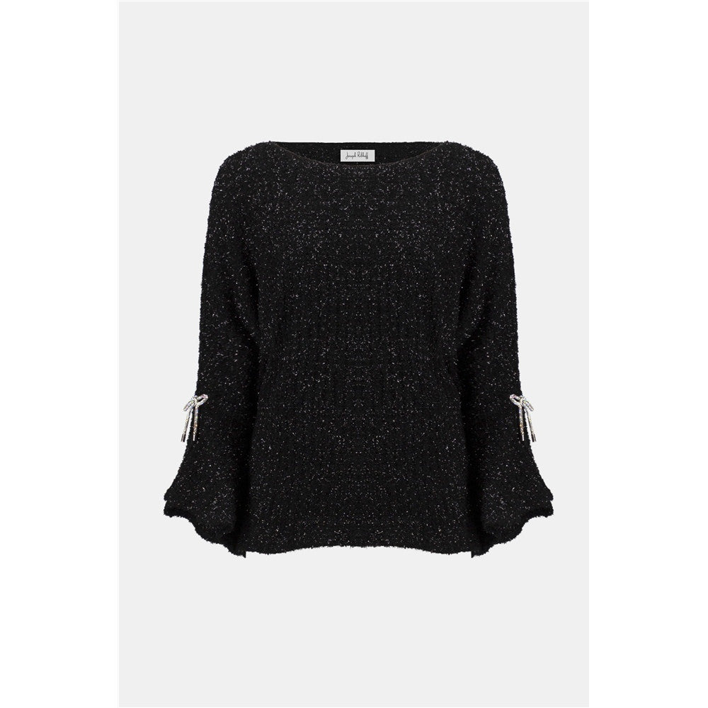 Haut boxy en tricot métallisé duveteux
