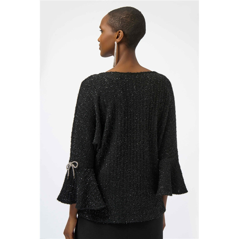 Haut boxy en tricot métallisé duveteux