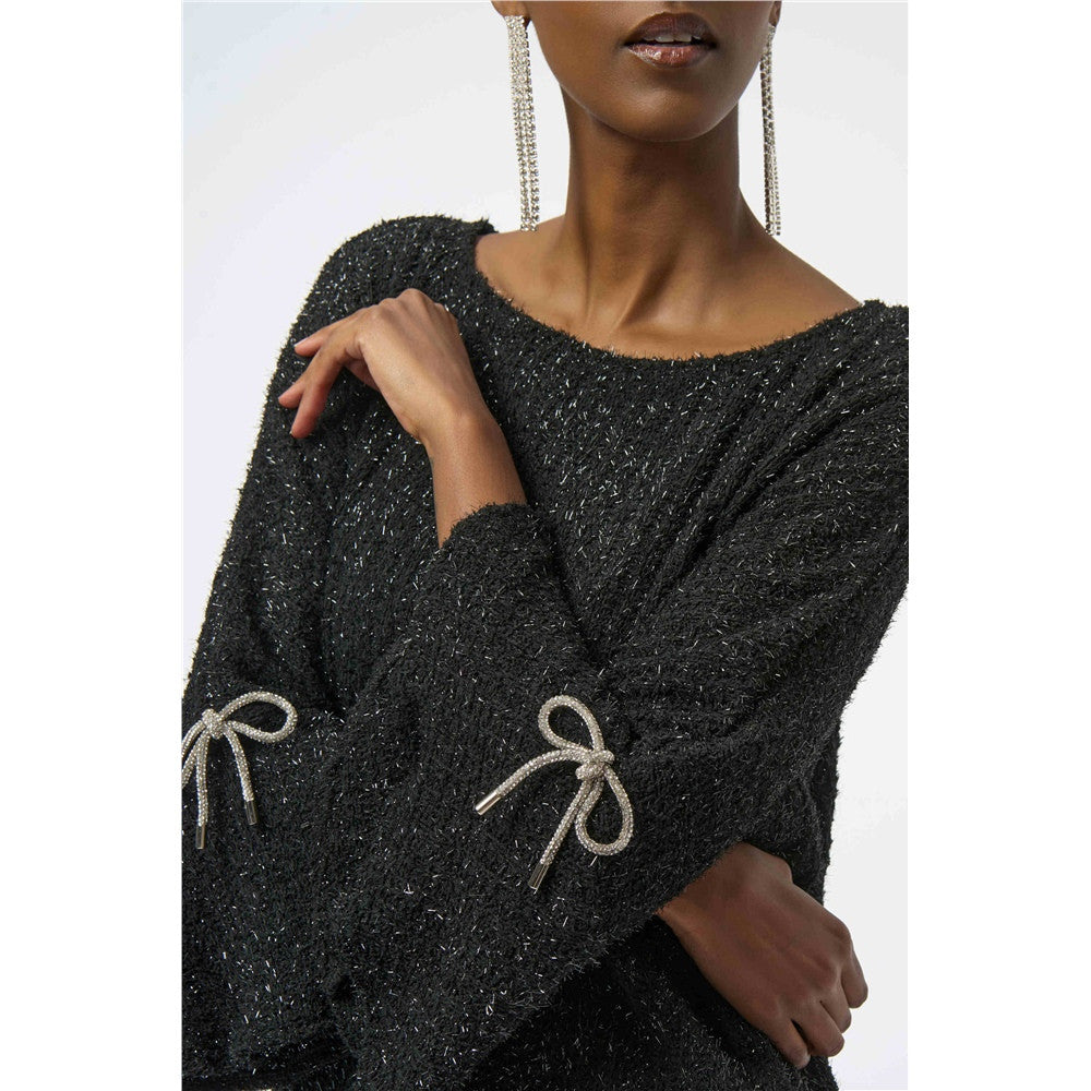 Haut boxy en tricot métallisé duveteux