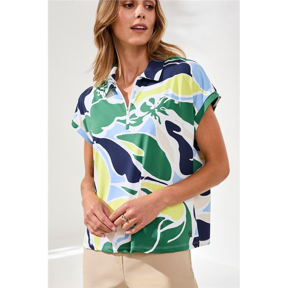 Haut col Polo avec fermoir - Taille : XSMALL - Couleur : Multi/Vert