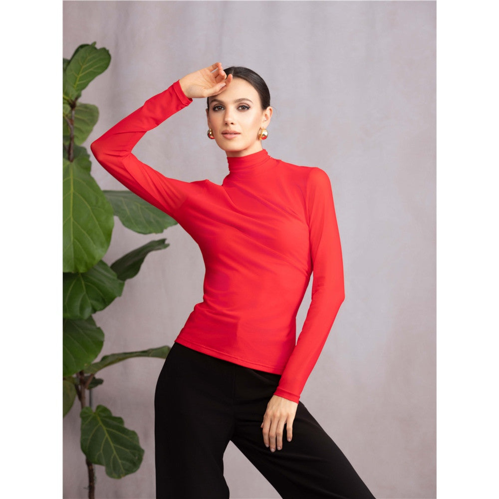 Haut col montant - Taille : SMALL - Couleur : Rouge