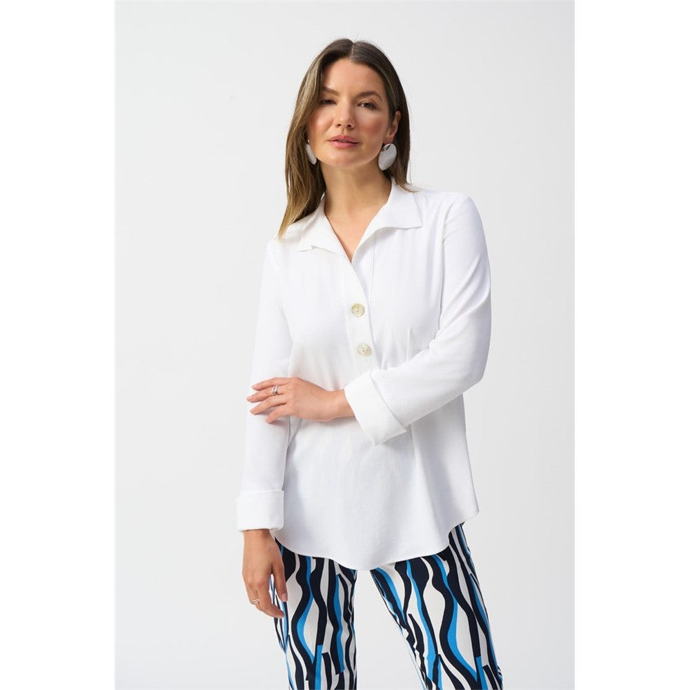 Haut coupe droite en gaze avec boutons - Taille : 8 - Couleur : Vanille