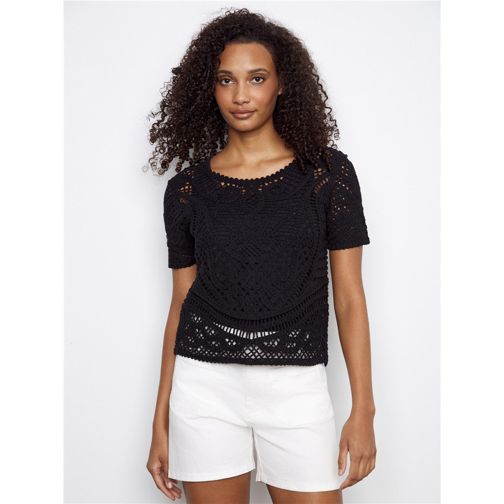 Haut crochet boutonné - Taille : SMALL - Couleur : Noir