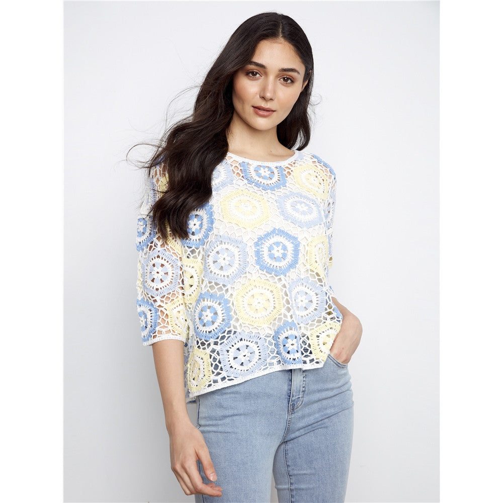 Haut crochet multicolore pastel