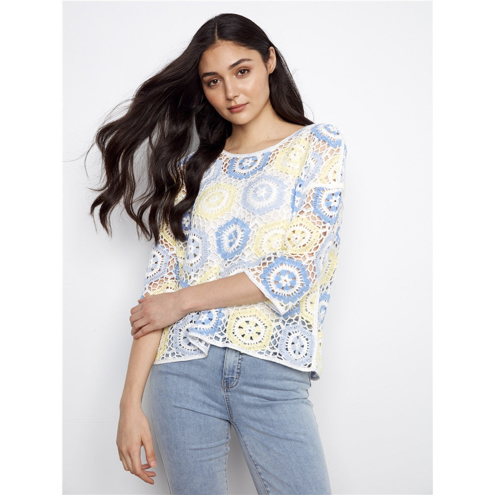 Haut crochet multicolore pastel
