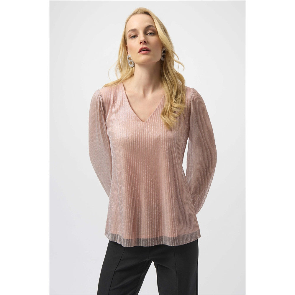 Haut droit en maille plissée Lurex - Taille : 16 - Couleur : Blush