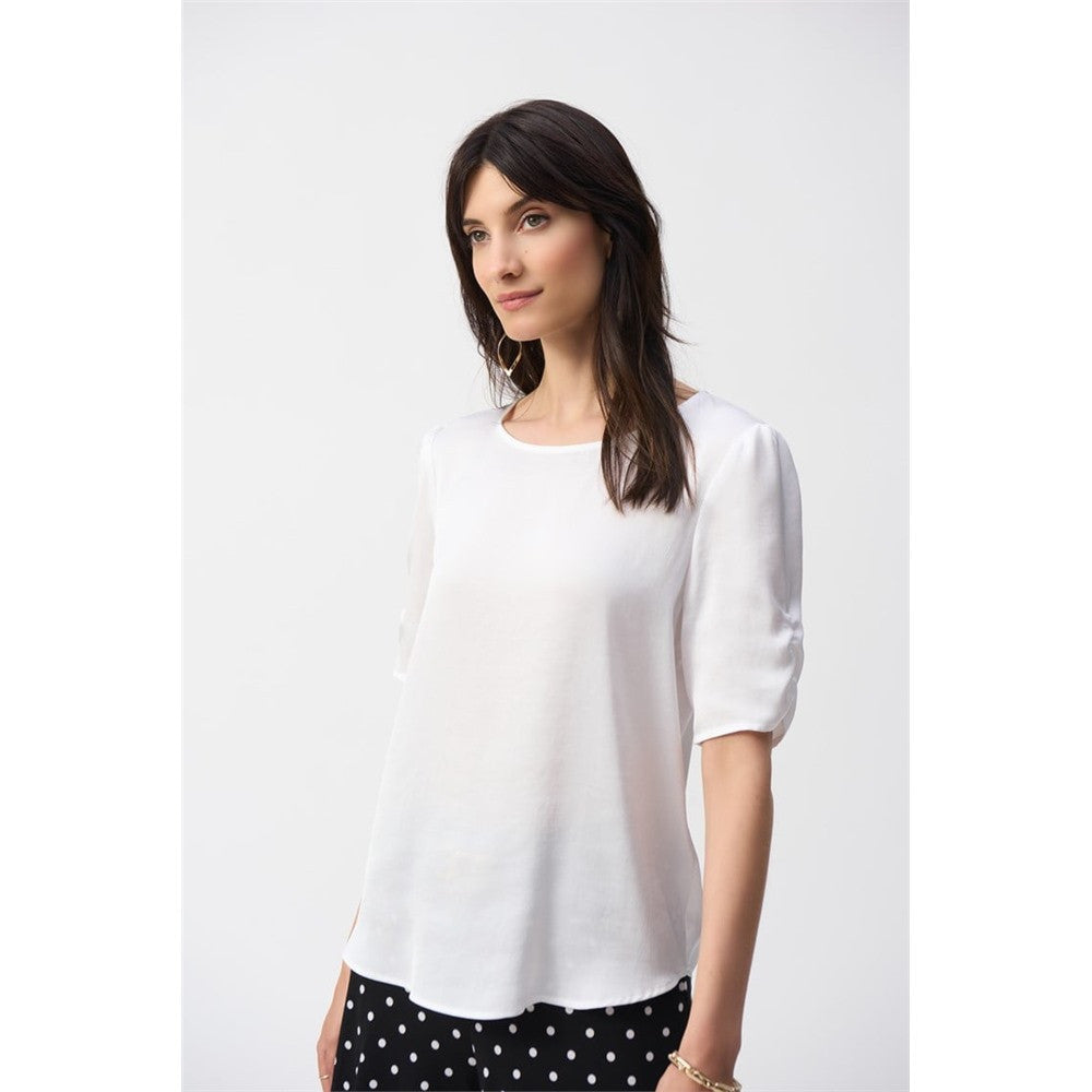 Haut droit en satin martelé - Taille : 8 - Couleur : Vanille