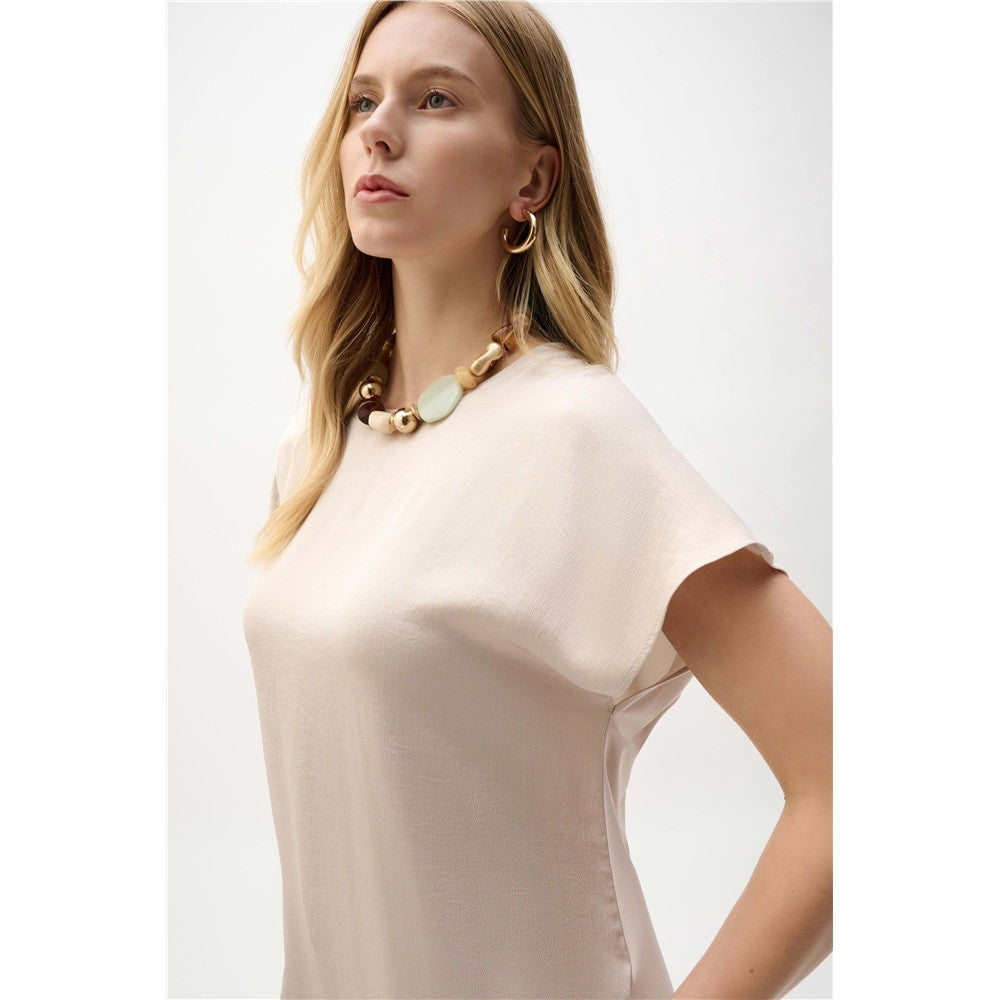 Haut droit en satin recyclé et tricot soyeux