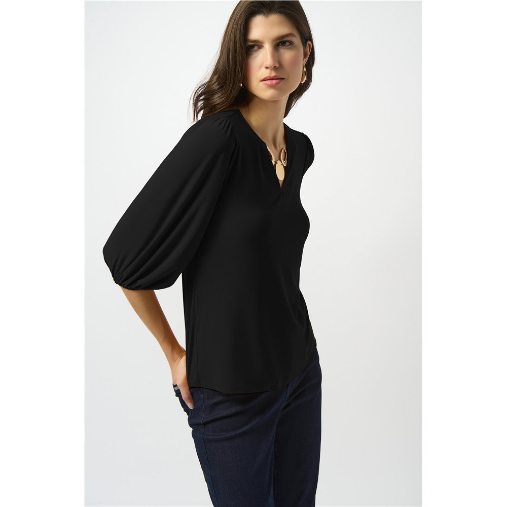 Haut droit en tricot soyeux - Taille : 6 - Couleur : Noir