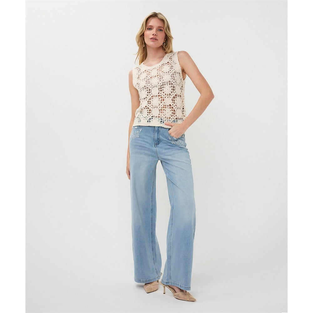 Haut en crochet floral
