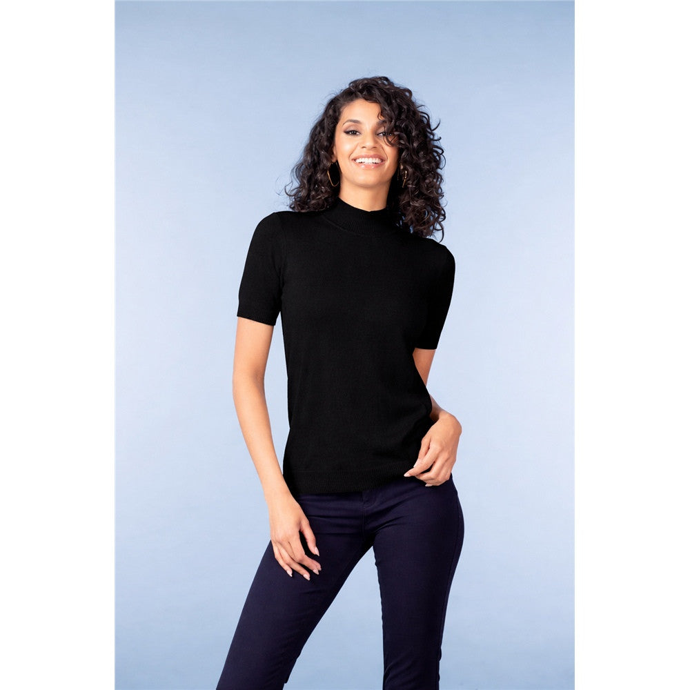 Haut en maille à col montant - Taille : XSMALL - Couleur : Noir
