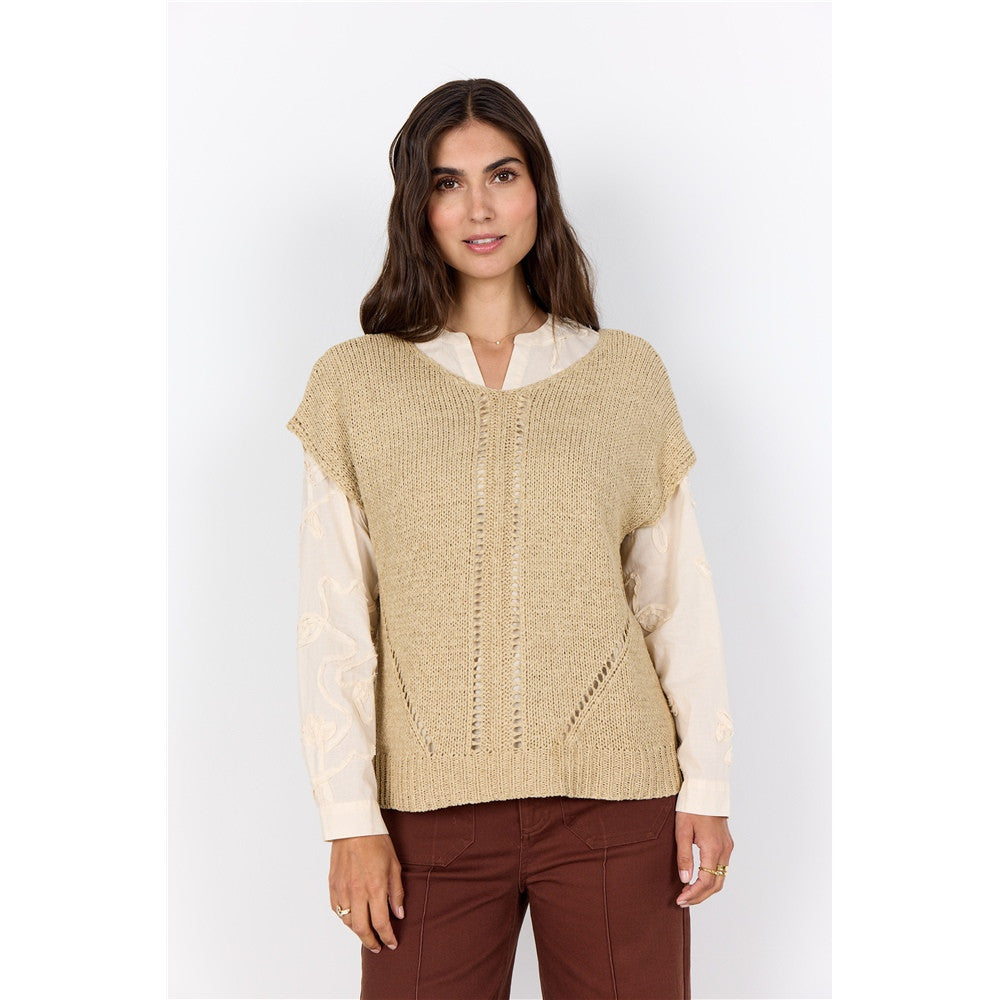 Haut en maille ajourée - Taille : S/M - Couleur : Sable