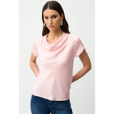 Haut en satin recyclé avec encolure bénitier - Taille : 8 - Couleur : Rose