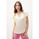 Haut en satin recyclé avec manches papillon - Taille : 10 - Couleur : Naturel