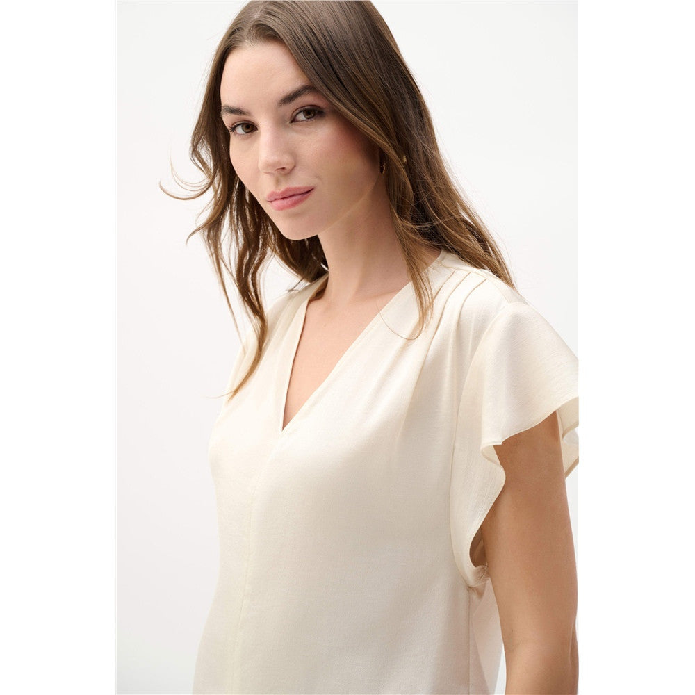 Haut en satin recyclé avec manches papillon
