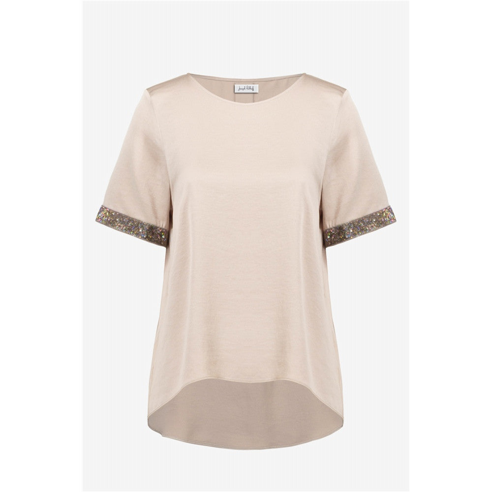 Haut en satin recyclé avec ornements en strass