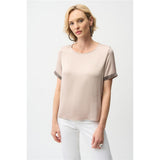 Haut en satin recyclé avec ornements en strass - Taille : 6 - Couleur : Beige