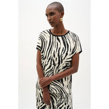 Haut en tissu recyclé à imprimé animal avec dos en tricot soyeux - Taille : 6 - Couleur : Beige/Noir