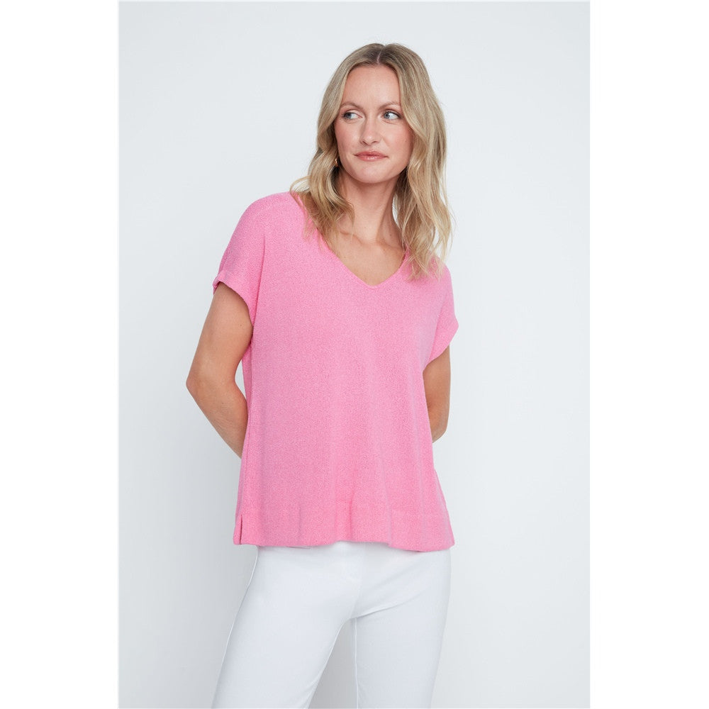 Haut en tricot à col V - Taille : XLARGE - Couleur : Rose
