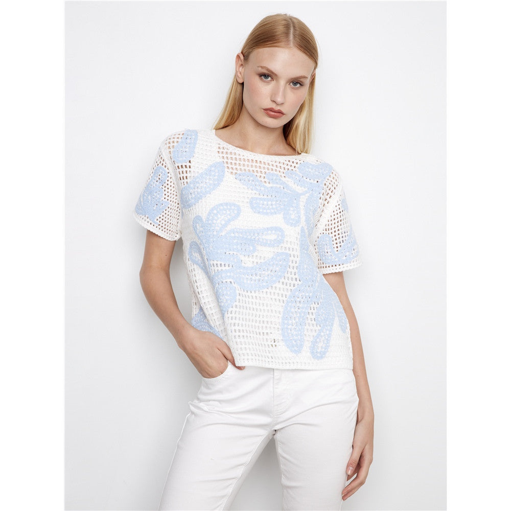 Haut en tricot ajouré - Taille : SMALL - Couleur : Blanc