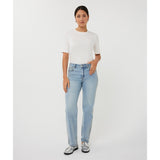 Haut en tricot côtelé manches 3/4 - Taille : LARGE - Couleur : Blanc cassé