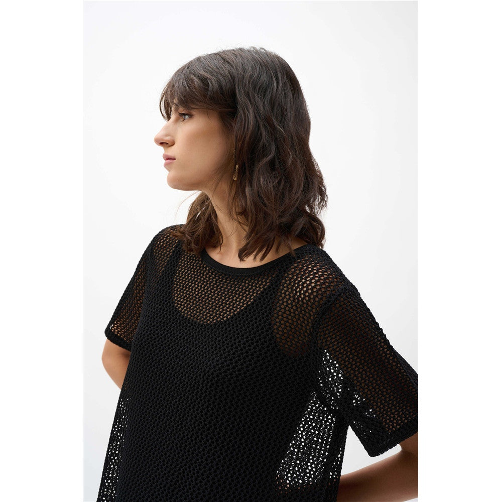 Haut en tricot de viscose avec bordure à franges