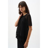 Haut en tricot de viscose avec bordure à franges - Taille : SMALL - Couleur : Noir