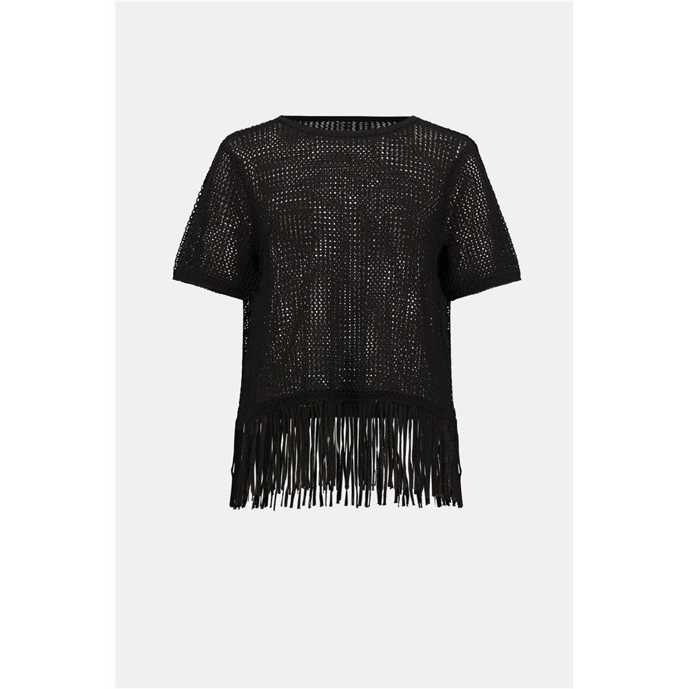 Haut en tricot de viscose avec bordure à franges