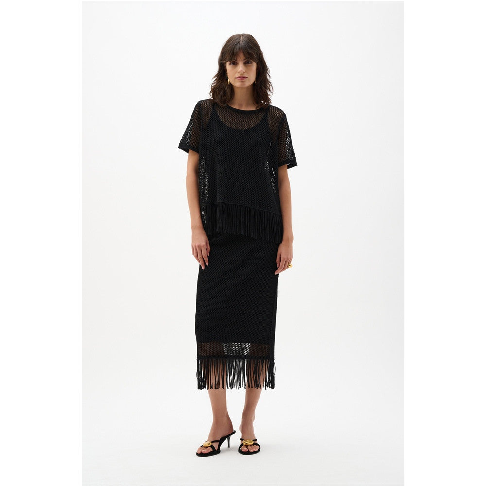 Haut en tricot de viscose avec bordure à franges