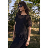Haut en tricot de viscose avec bordure à franges