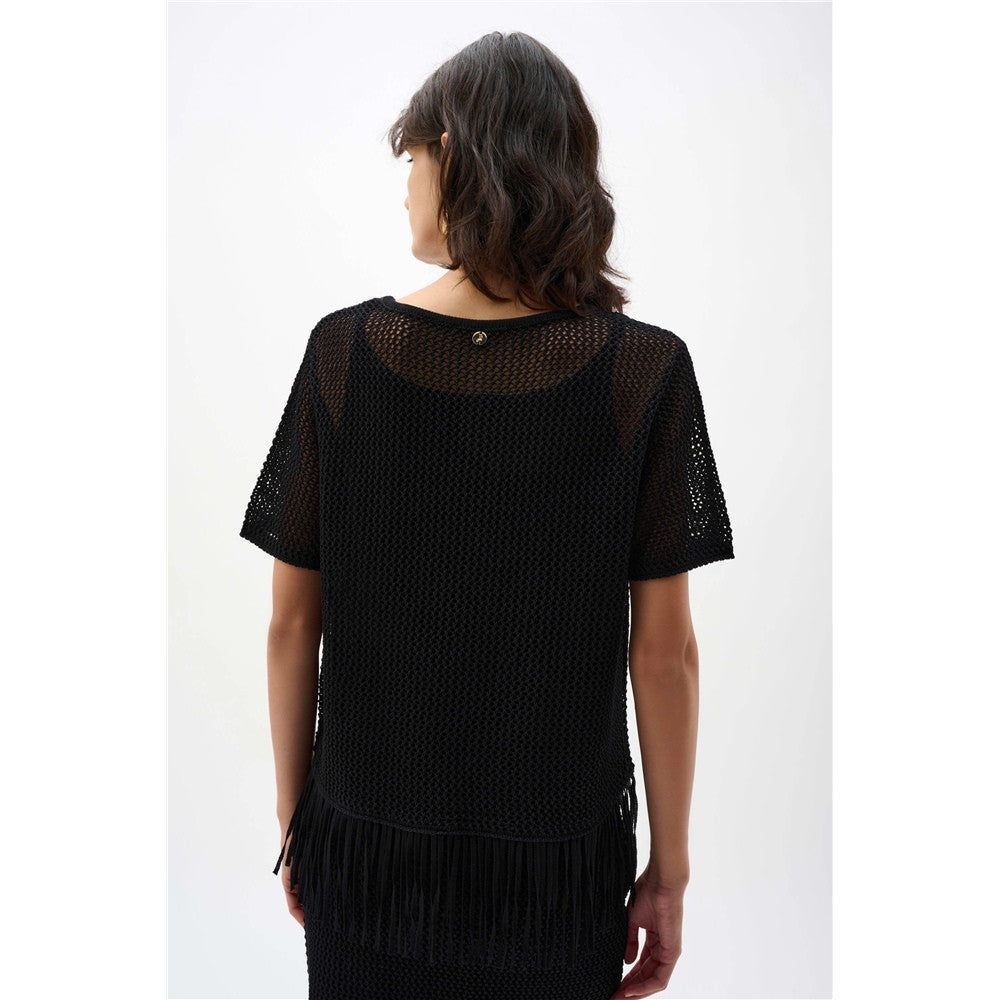 Haut en tricot de viscose avec bordure à franges