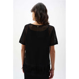 Haut en tricot de viscose avec bordure à franges