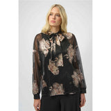 Haut en tricot plissé à fleurs métallisées - Taille : 6 - Couleur : Multi/Noir