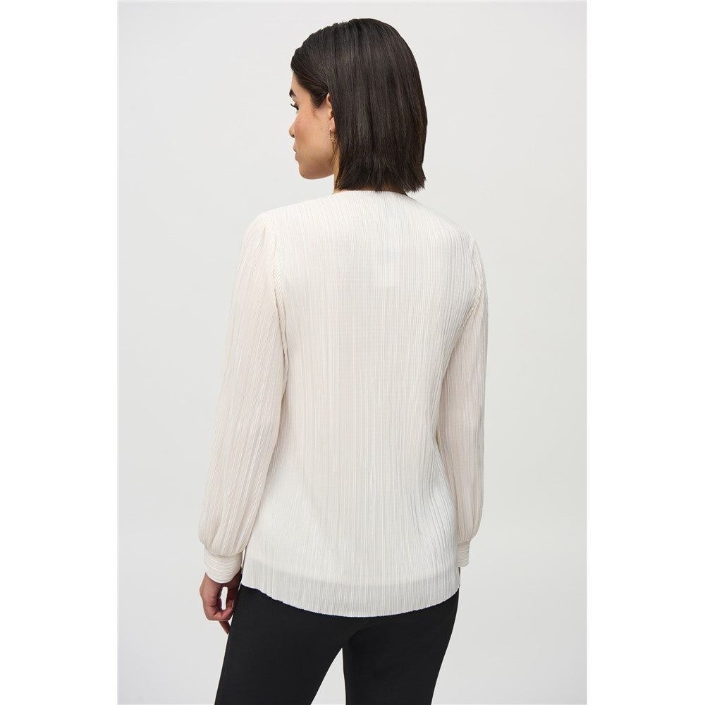 Haut en tricot plissé avec col V